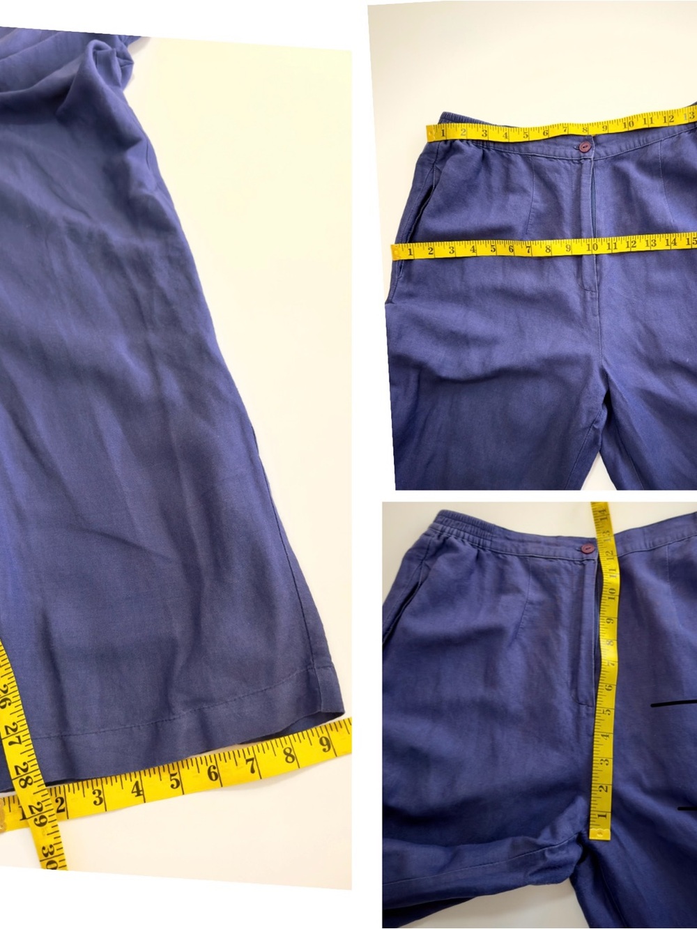 Lino USA Navy Linen Blend 2 Piece Blouse Pant Set Size Medium Summer Vacation - Picture 16 of 16
